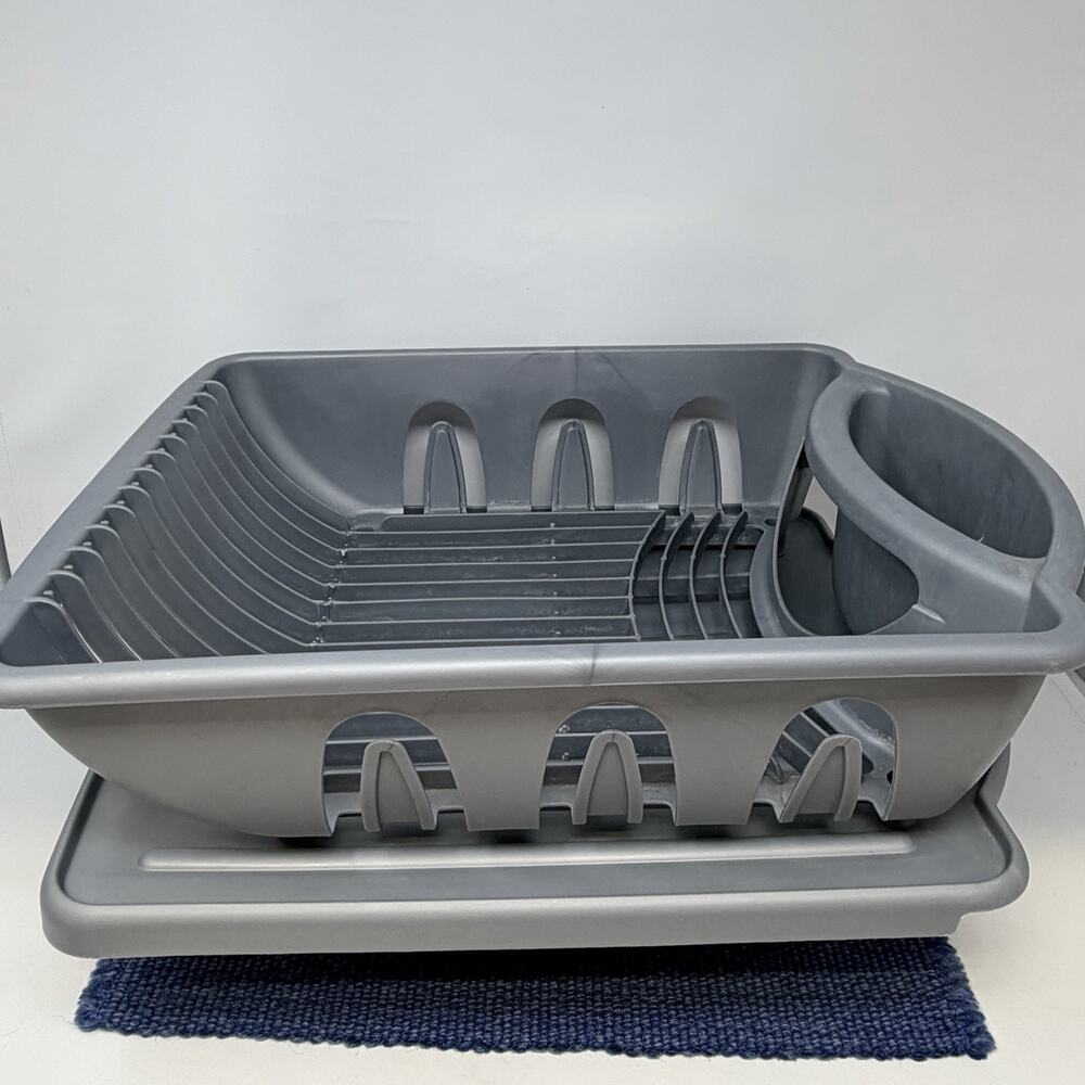 Vintage Sterilite 2pc GRAY Dish Drying Rack Drainer RARE